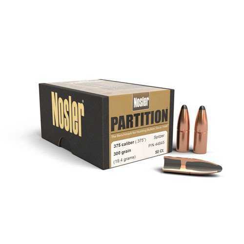 Nosler 375 Caliber 300 Grains SP Partition Bullets 50/Box 44845